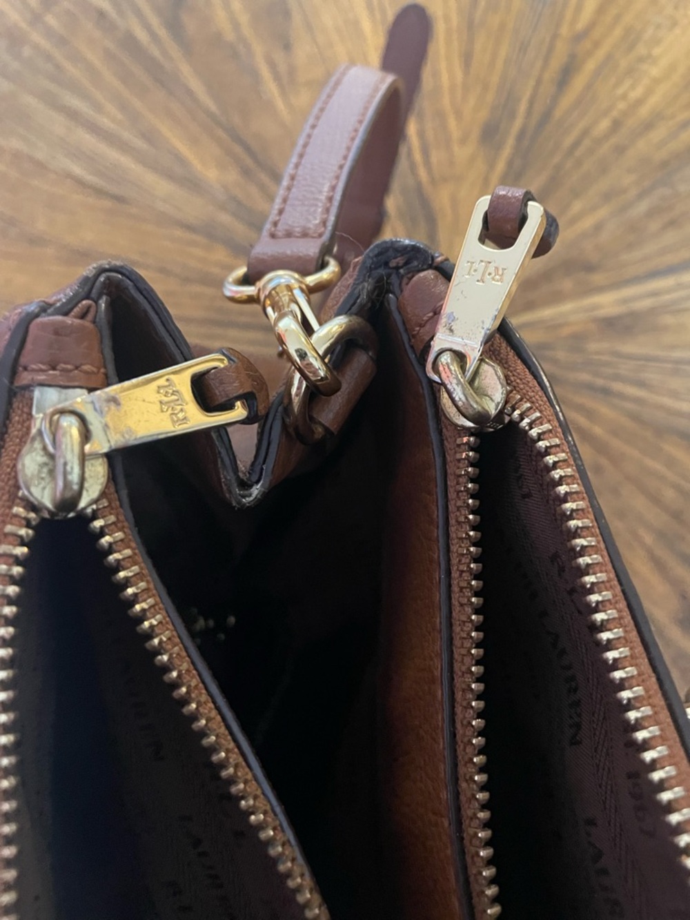 Ralph Lauren Cognac Leather Satchel with Gold Hardware - Picture 12 of 16